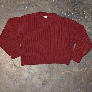 Le Lis Deep Red Cable Knit Sweater